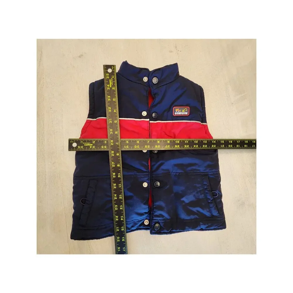 Oshkosh Boys SZ 3T Puffer Vest Red Blue Winter Outerwear